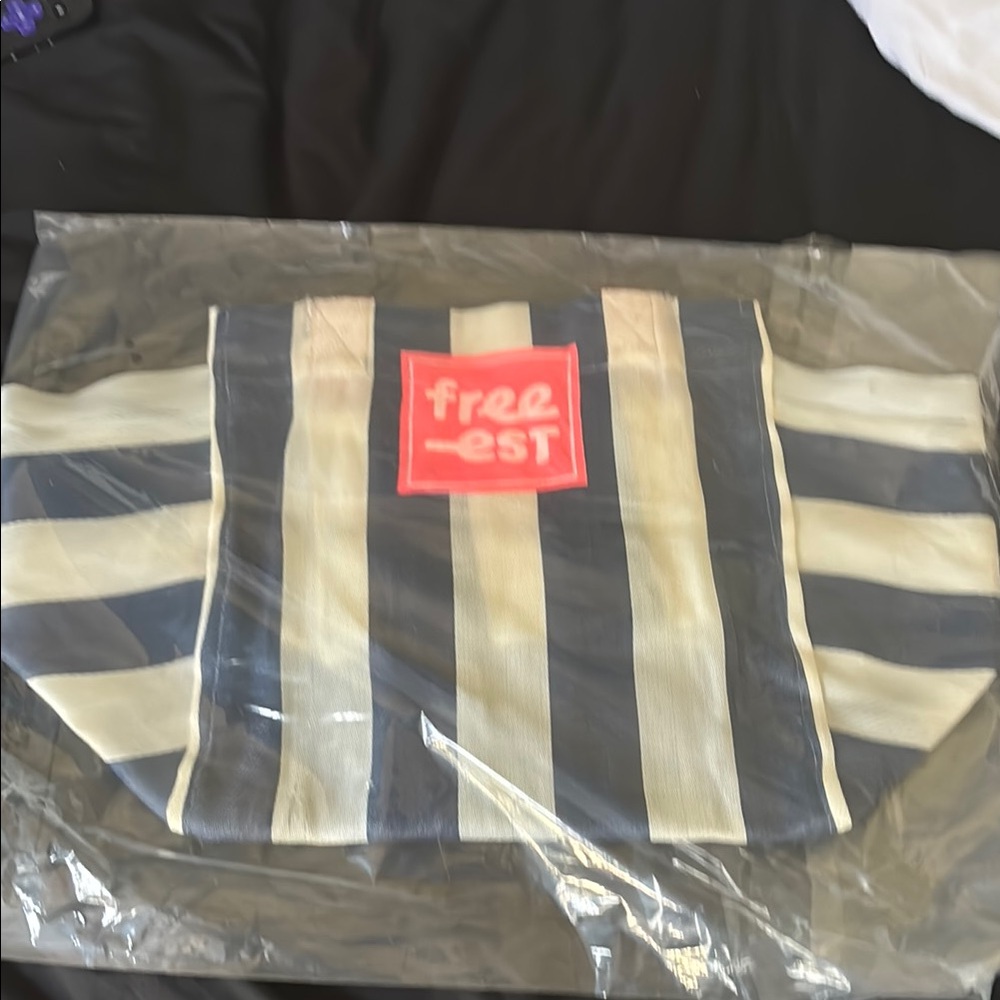 Free People Black and White Canvas Tote Bag